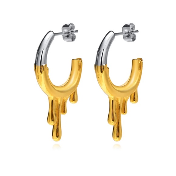 Jewelry - Stainless Steel Two Tone Earrings